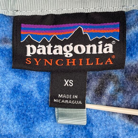 Patagonia Synchilla Leaping Oasis Blue Fish River Trout Fleece Pullover Size XS - Picture 7 of 9